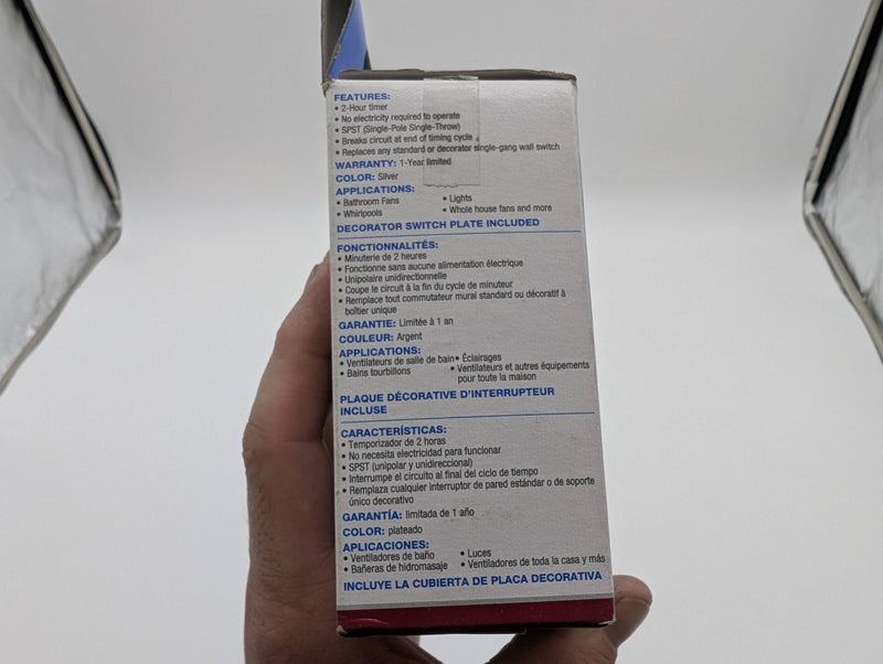 Intermatic FF2H 2 Hour Wall Timer Spring Wound SPST Brushed Metal White Knob 6