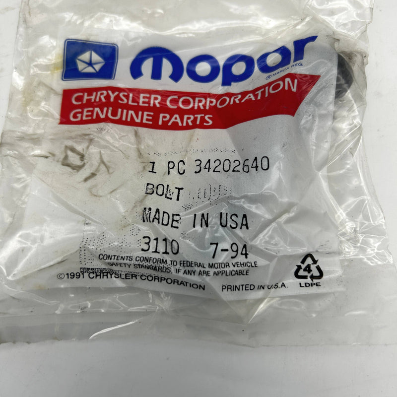 Mopar 34202640 Bolt for Front Suspension Arms OEM NOS 88-90 Cher Wag Com Sealed