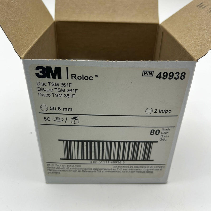 3M Roloc 49938 Quick Change Disc 2inch TSM 361F AO 80 Grit Medium 50pk/Box 3