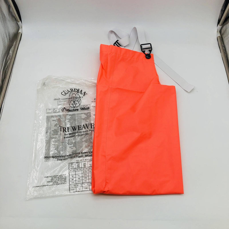 Guardian 706ORL Bib Overalls Size Large Tri-Weave Orange Vinyl Chem/Fire Resist 10