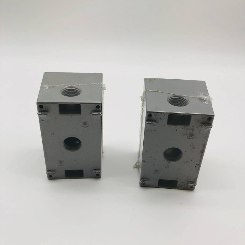 2pk BWF DB-5V Junction Outlet Receptacle Box 1/2in 3 Hole 1 Gange Deep Box Gray 3