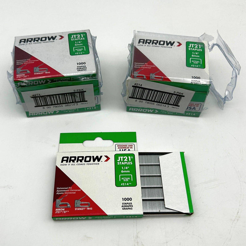 Arrow JT21 Staples 1/4" 6mm #214 Universal Fit JT-21/JT21CM 10pks/10000 Total