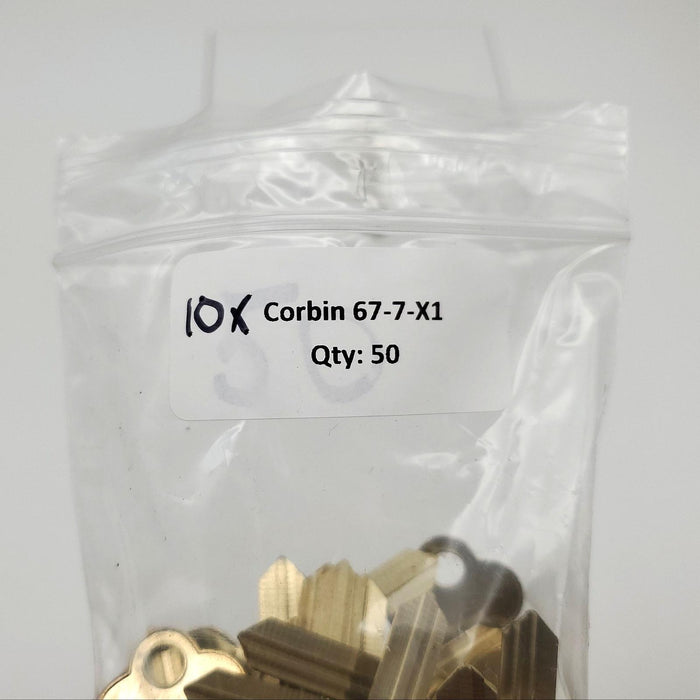 10x Corbin 67-7-X1 Key Blanks 67 Keyway Nickel Silver 7 Pin NOS 3