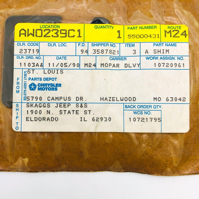 Mopar 55000431 Shim for Lift Door Hinge OEM NOS 1988-90 Jeep Cherokee Wagoneer 5