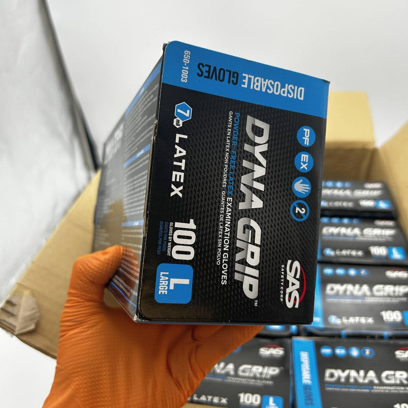 Dyna Grip 650-1003 Disposable Gloves Sz Large 7 Mil Powder Free Latex 1000/Case 4