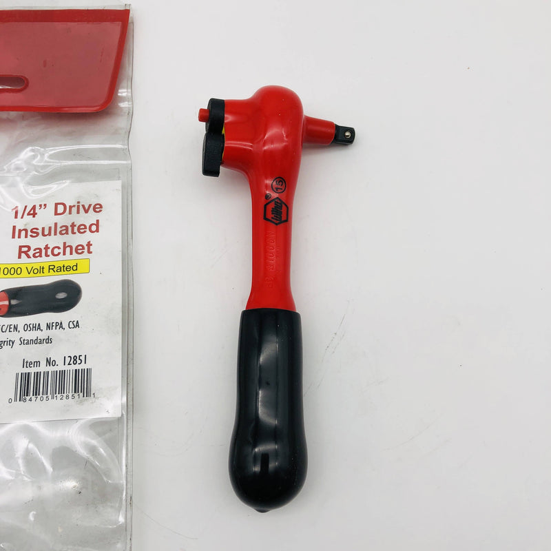 Wiha 12851 Insulated Ratchet 1/4in Drive Reversible Up to 1000 Volt Rated 4