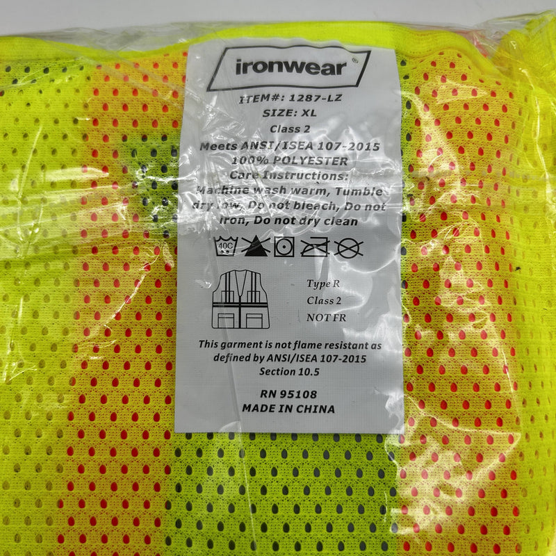 Ironwear 1287-LZ Safety Vest XL Two Tone Class 2 6 Pocket Zipper Reflective 5pk