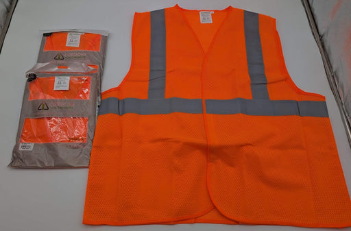 3x Cordova V210P High Visibility Safety Vests Orange XL Hook And Loop Closure 1