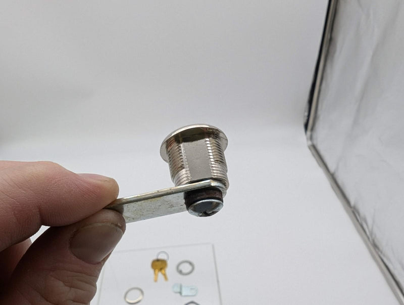 National C8052 Cam Lock 5/8" L 3/4" D Bright Nickel Keyed Alike Overlay / Flush 3