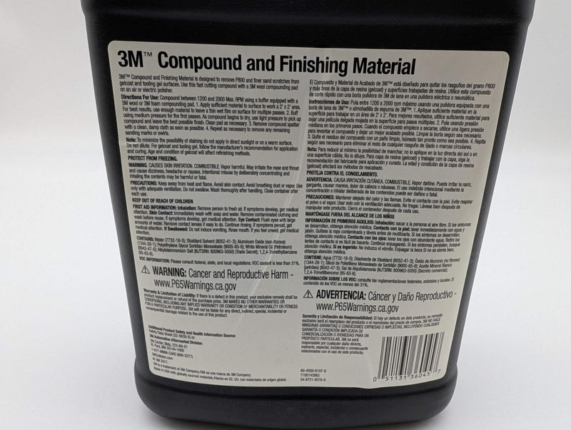 3M 36045 Gelcoat Compound & Finishing Material High Gloss Fast Cutting 1 Gallon 3