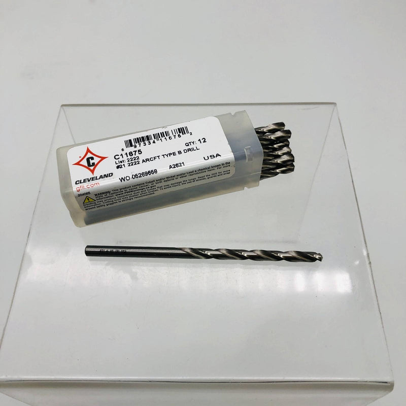 12x Cleveland C11675 Aircraft Jobbers Drill Heavy Duty #21 2222 ARCFT Type B 9