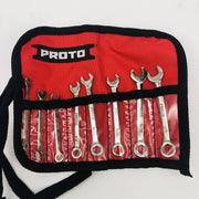 Proto J1200EFS Combination Short Wrench Set 6pt 8Pcs SAE W/ Tool Roll 1/8 to 3/8 6