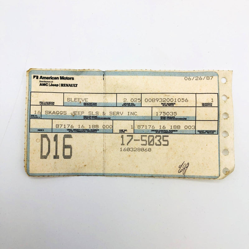 AMC Jeep 32001056 Sleeve for Master Cylinder Vacuum Hose OEM NOS 81-86 Sealed 6