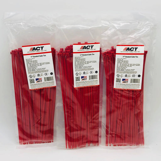 ACT AL-11-50-2-C Cable Tie 11in Length .18" Width 50lb Red Nylon 6/6 Pack of 300 1