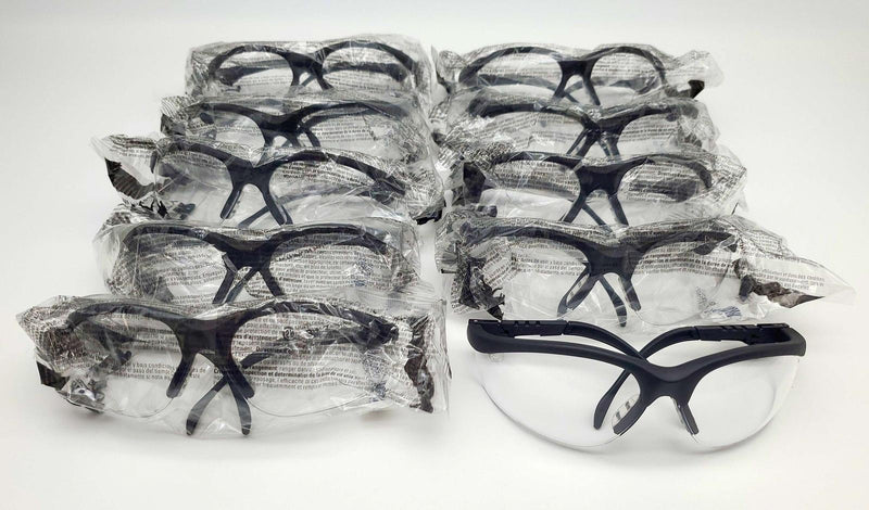 MCR KD310 Safety Glasses Klondike Plus Ratchet Black Frame Clear Lenses 10 Pairs 1
