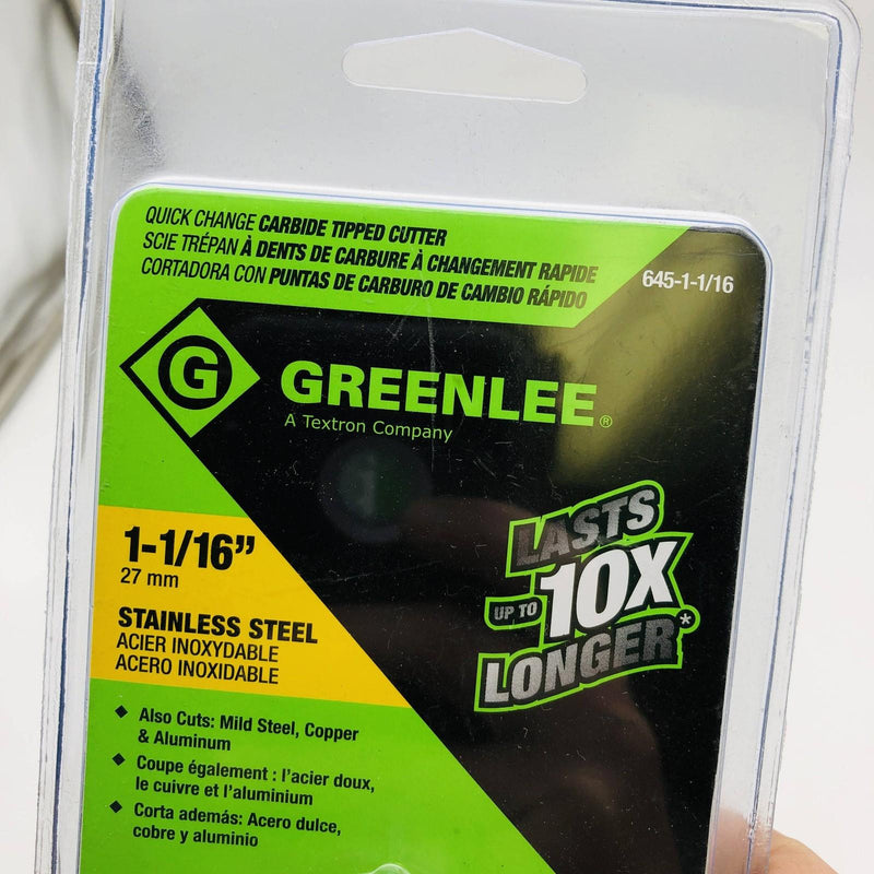 Greenlee 05957 Carbide Tipped Hole Cutter Quick Change 1-1/16" Stainless Steel 3