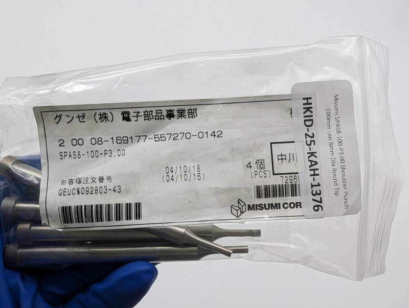 Misumi SPAS8-100-P3.00 Shoulder Punch 100mm Len 8mm Dia Round Tip 5