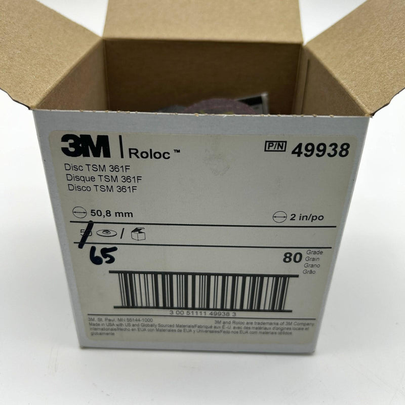 3M Roloc 49938 Quick Change Disc 2inch TSM 361F AO 80 Grit Medium 65pk/Box 2
