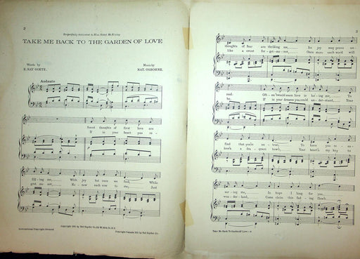 1911 Take Me Back To The Garden of Love Sheet Music Nat Osborne E Ray Goetz 2