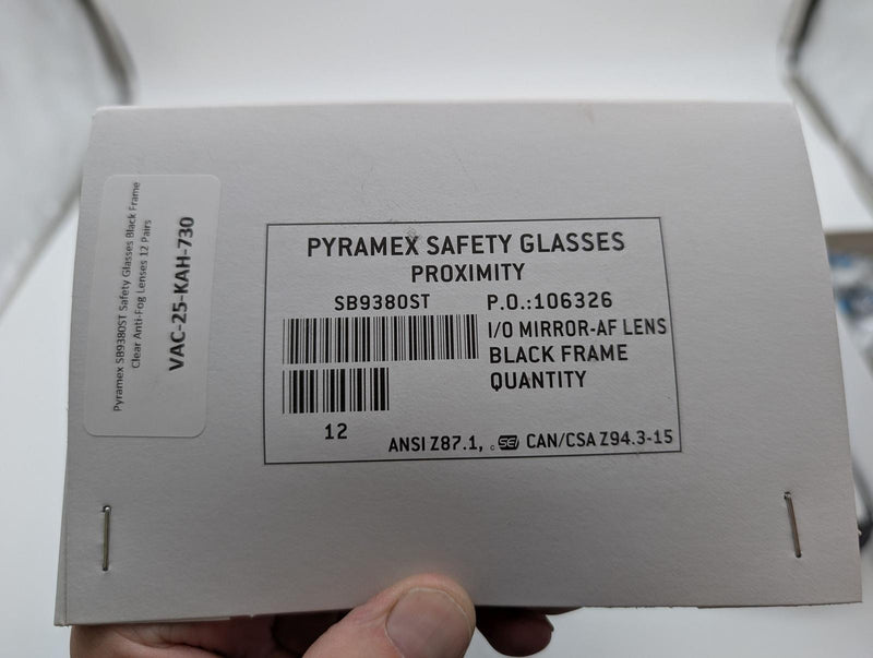 Pyramex SB9380ST Safety Glasses Black Frame Clear Anti-Fog Lenses 12 Pairs 7