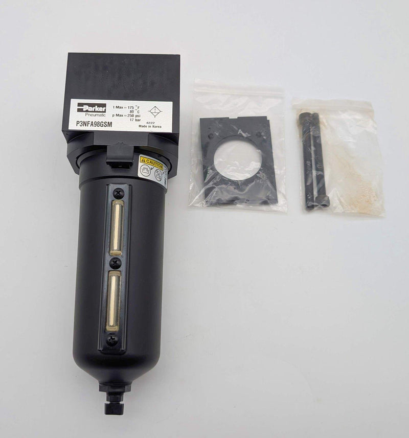 Parker P3NFA98GSM Hi-Flow 40 Micron Air Filter 1" NPT 250 Metal Bowl Sight Gauge