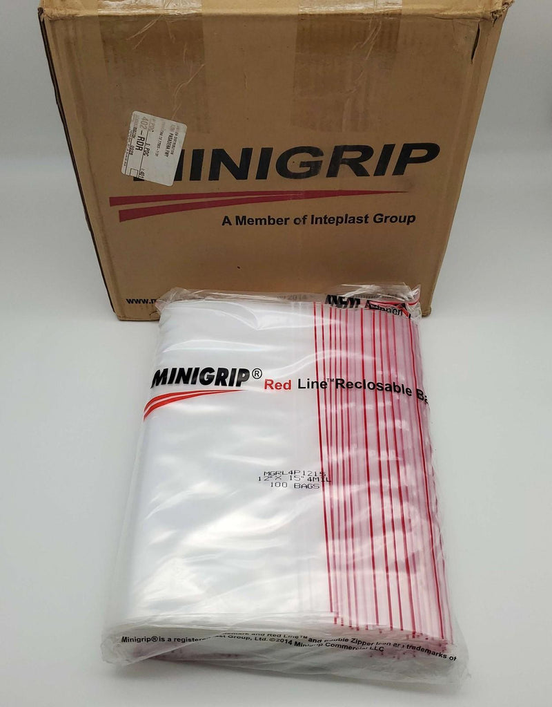 MiniGrip 12" x 15" Reclosable Bags Clear 4 Mil Polyethylene Pack of 500 1