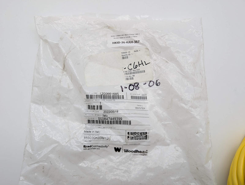 Molex 1200661685 Micro-Change Cable 5 Pin M12 Male to Female 12 Meter 5