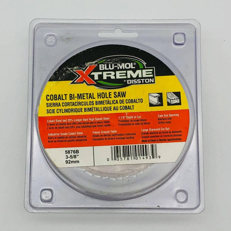 Blu-Mol Xtreme 5876B Hole Saw 3-5/8"/92MM Cobalt Bi-Metal 1-7/8" Depth of Cut 1