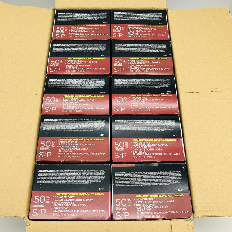 West Chester 2550 Disposable Gloves Small Posi Shield PF Latex 10 Boxes/Case 6