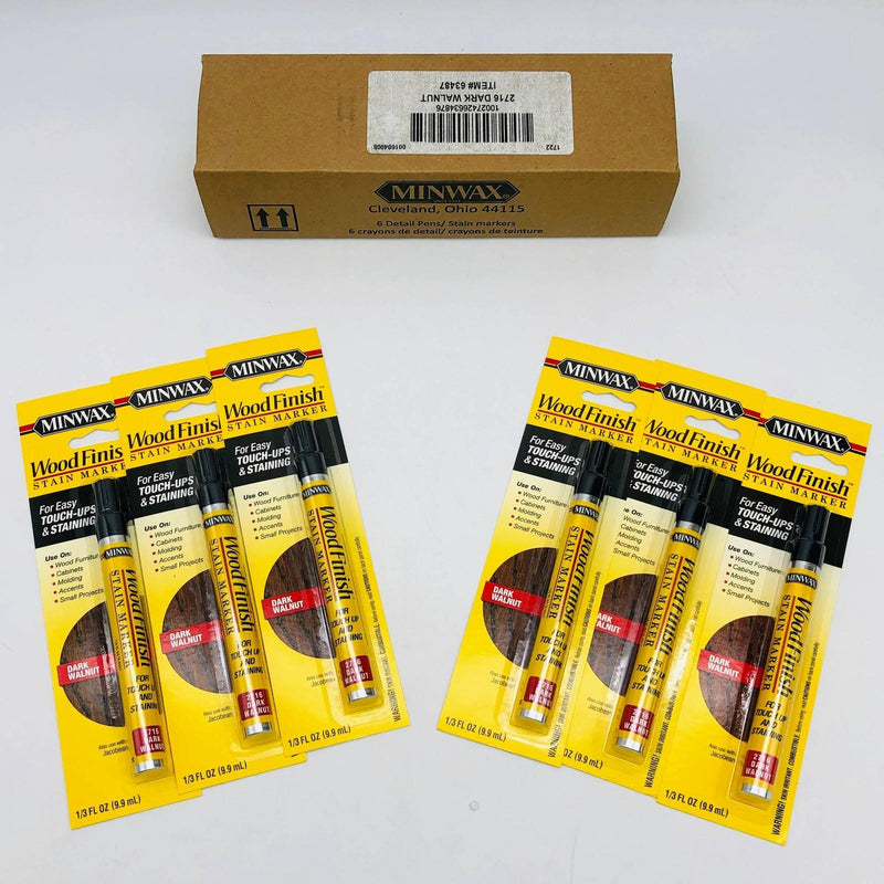 Miniwax Dark Walnut 2716 Stain Marker 1/3 FL OZ Wood Finish Touch Ups Pack of 6 1