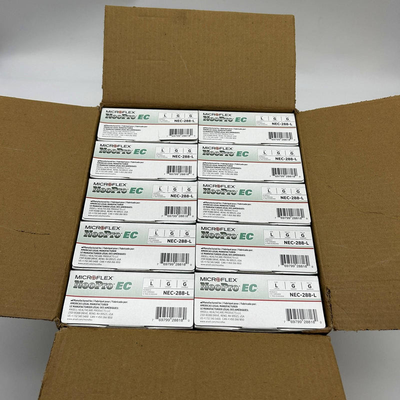 Microflex NEC-288 Disposable Gloves Large Extended Cuff Neoprene 500pcs/Case