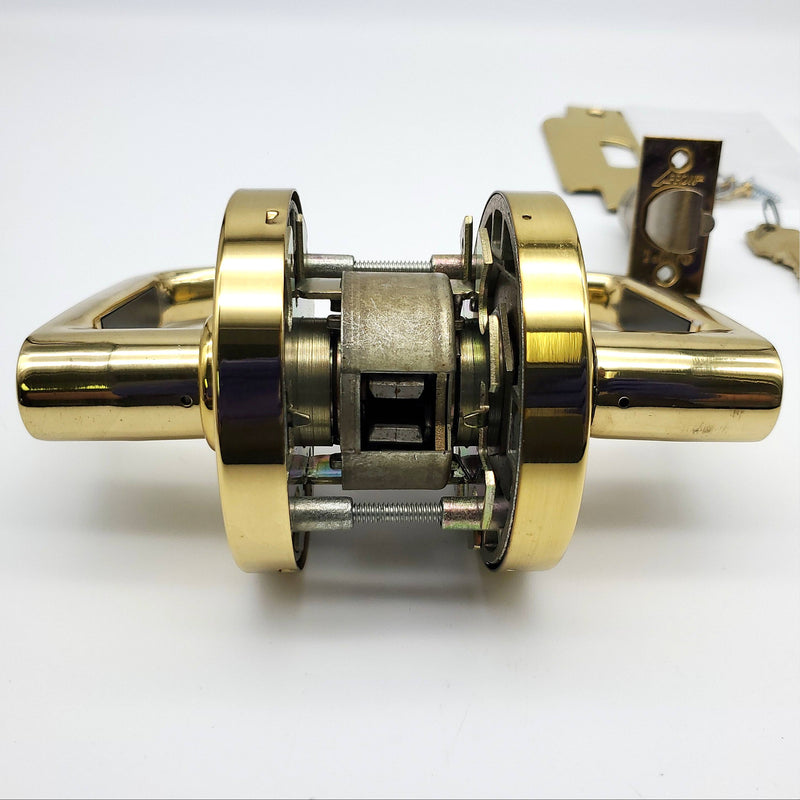 Arrow Door Lever Entry Lock Double Cylinder H32 SR LH Brass 2-3/4" BS NOS 5