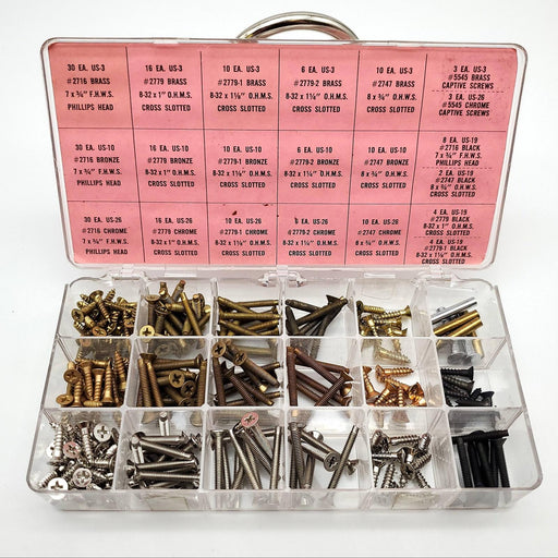 Falcon Screw Assortment Kit No 1400 #2716, #2779, #2747 Brass Bronze Chrome NOS 1