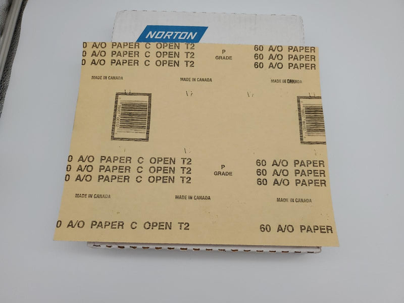 Norton Sand Paper Sheets 60 Grit Coarse 11" x 9" Aluminum Oxide Pack of 50 3