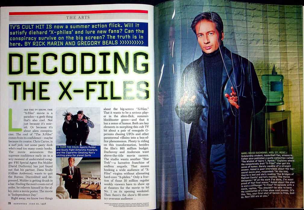 Newsweek Magazine June 22 1998 The X Files Movie David Duchovny Gillian Anderson 4