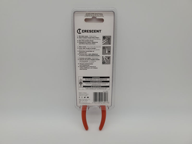 Crescent 10337CVN 7-1/2" Long Chain Nose Pliers Serrated Jaws Dipped Handle Grip