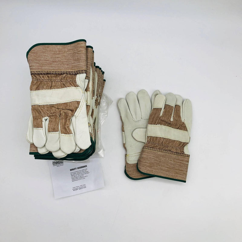 Magid TB525E Work Gloves Sz Medium Grain Leather Palm Wing Thumb PE Cuff 12 Pair 8