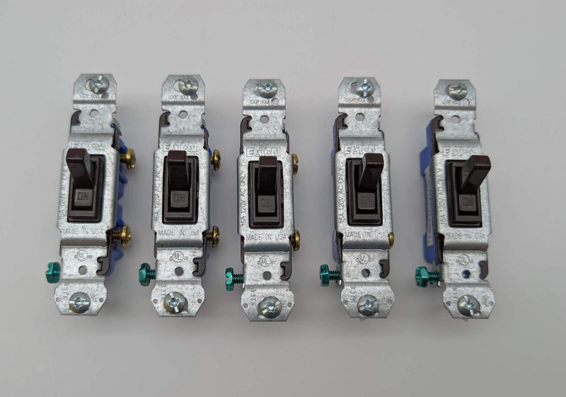 Eaton 1301-73B Toggle Switches 15A 120V Single Pole #14-10 AWG Pack of 5 1