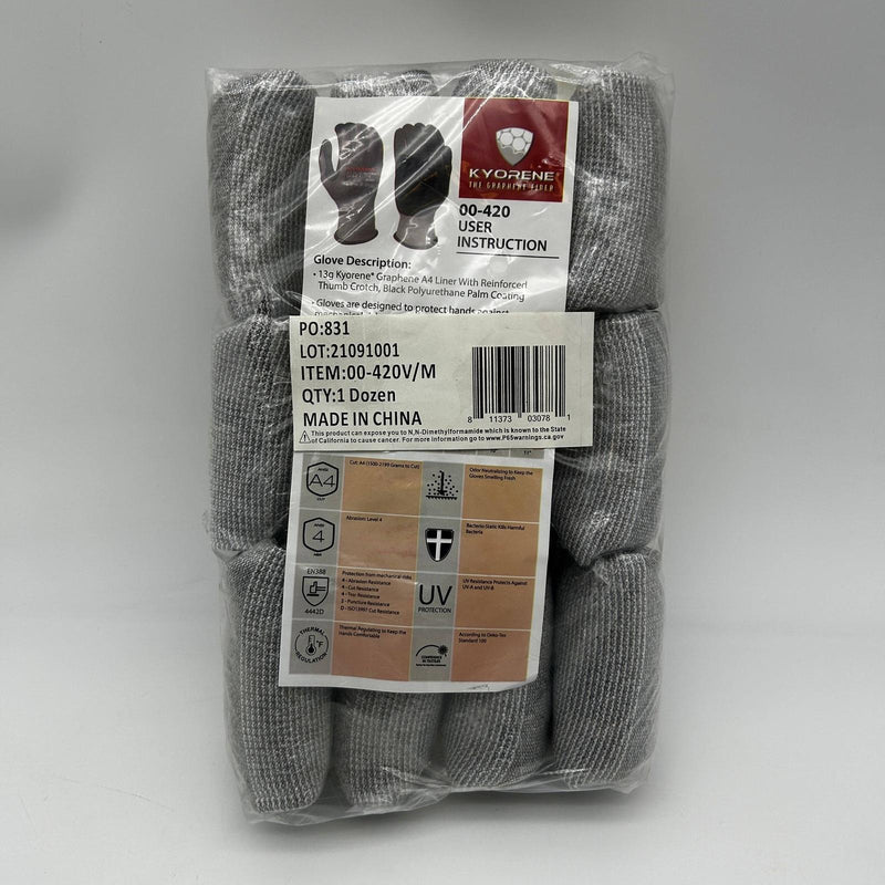 Armor Guys 00-420V Cut Resistant Gloves Sz Medium 13G Poly Palm Coating 12 Pairs 6