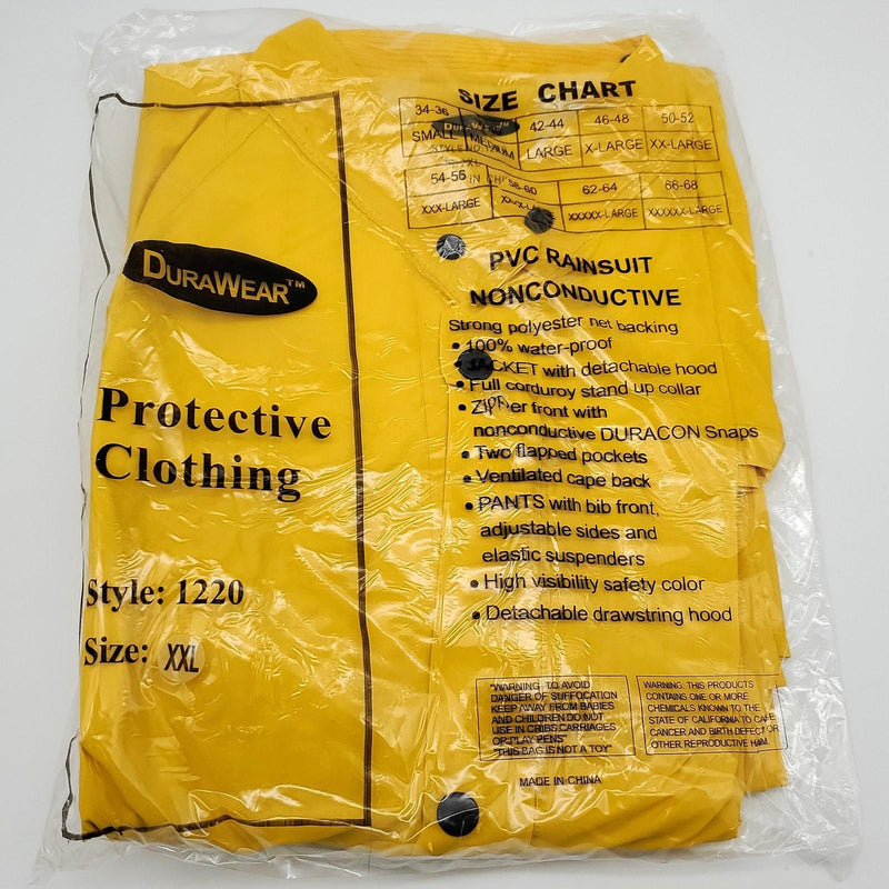 DuraWear 1220 Rainsuit XXL / 2XL 50-52 PVC Nonconductive Overall Coat & Hood 11