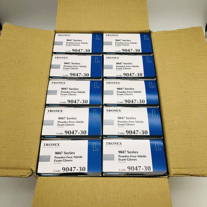 Tronex 9047-30 Disposable Gloves Nitrile Large Black Powder Free Case of 1000 7