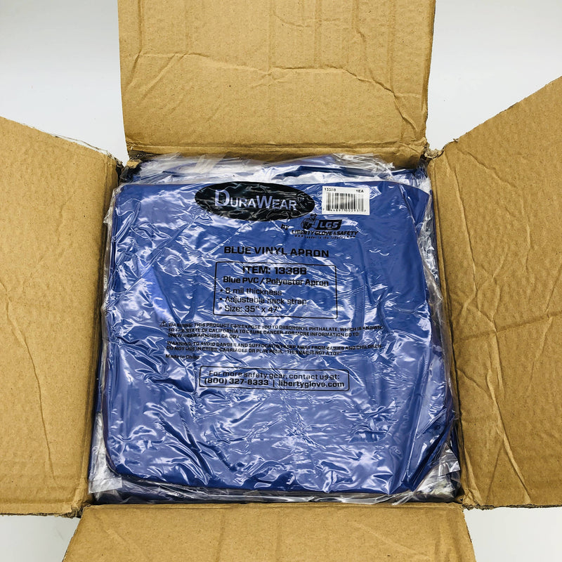 Durawear 1338B Bib Apron 35x45 6 Mil Vinyl Food Safe Blue w/ Neck Strap 50/CASE 9