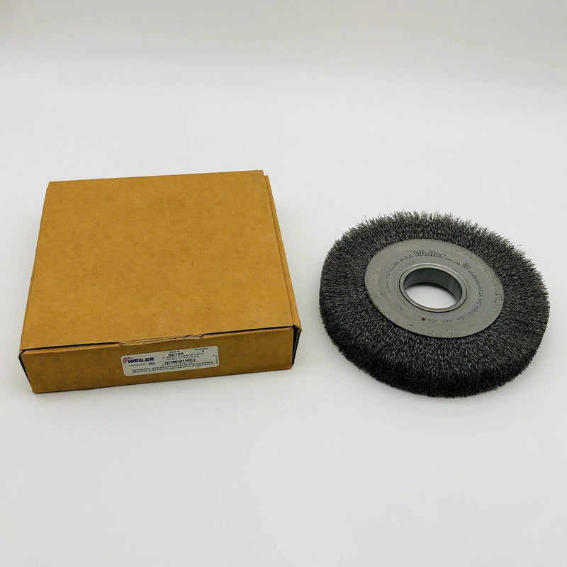 Weiler 06120 Wire Wheel Crimp 8in .014 Stl Fill 2in AH Med Face Clean Deburring 1