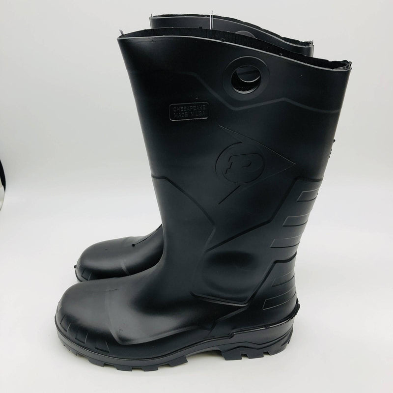 Dunlop 86775 Rubber Rain Boots Men 11/Women 13 Plain Toe Black 14in Lightweight 4