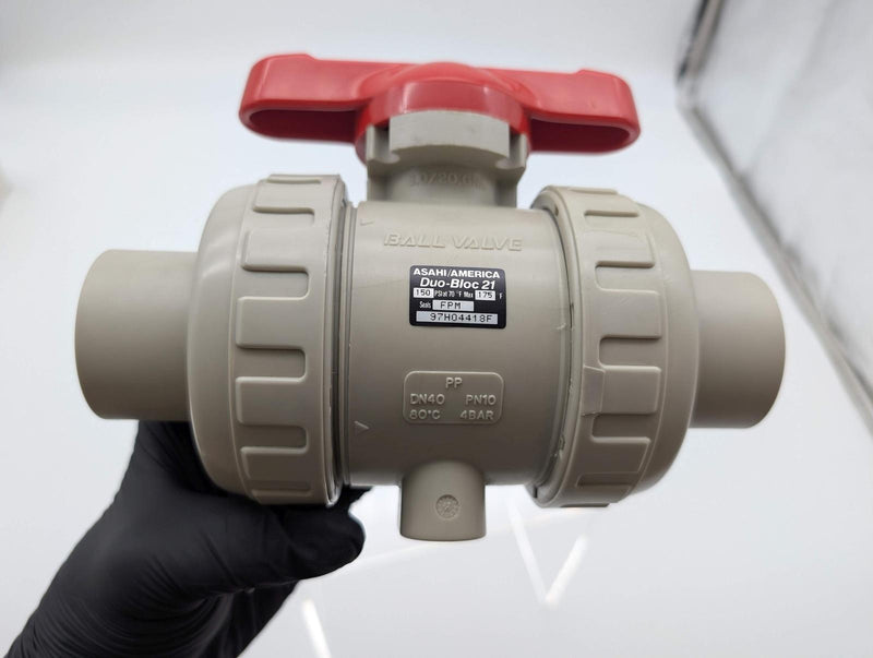 Asahi Duo Bloc 1-1/2" Ball Valve PP Body FPM Seals 150 PSI 97H04418F 3