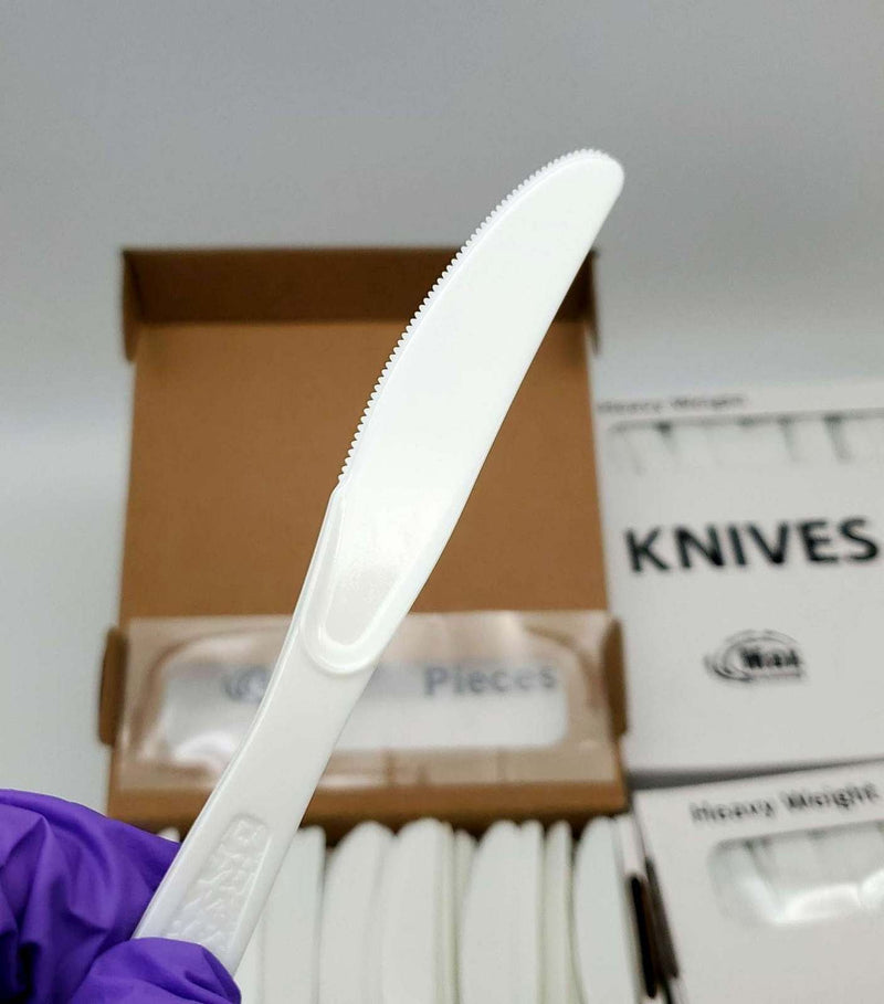 Disposable Plastic Knives Bulk 1000 Count White Heavyweight 10x 100 Count Boxes 3