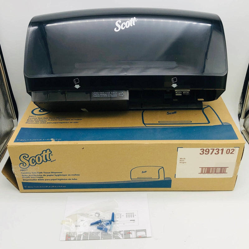 Scott 39731-02 Coreless Twin Bath Tissue Dispenser 20.2 x 11.5 x 6.2in Black 1