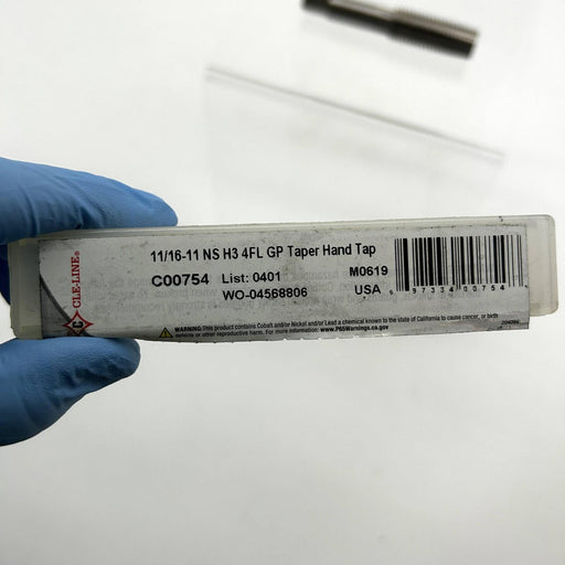 Cle-Line C00754 Taper Hand Tap 11/16-11 NS H3 4 Flute General Purpose List 0401 2