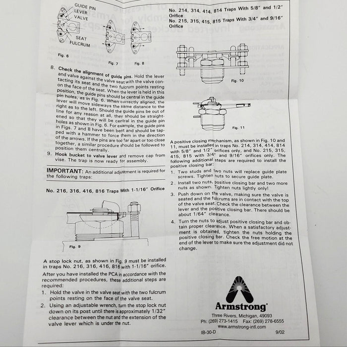 Armstrong B1671-3 PCA Pressure Change Assembly Kit for Bucket Steam Traps 8