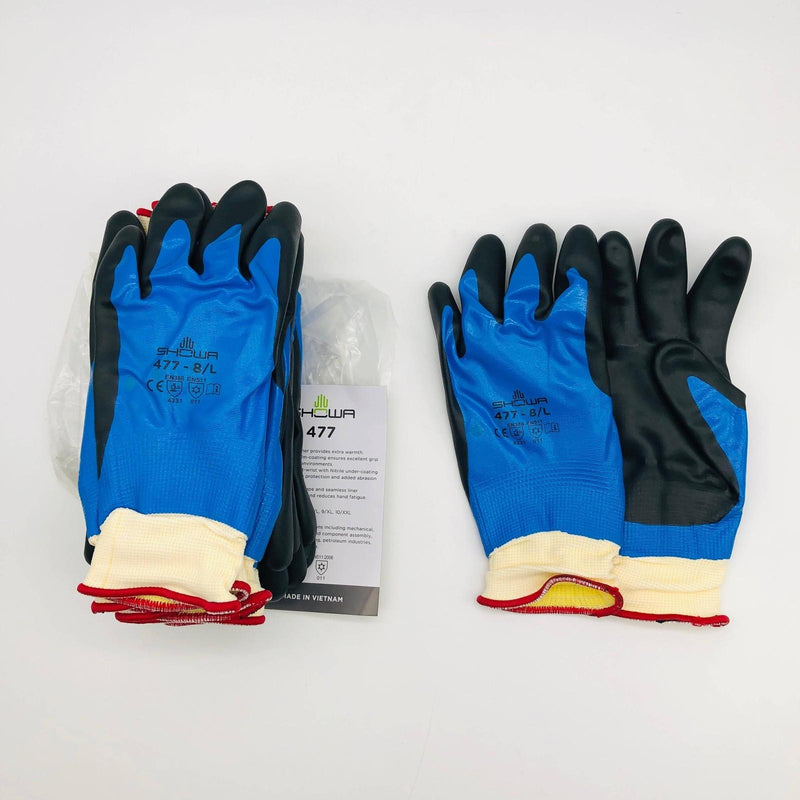 Showa 477 Work Glove Size 8/Large Insulated Dual Foam Nitrile Coated 6 Pairs 9